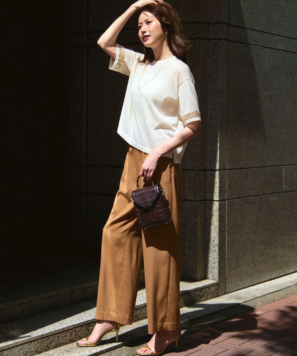 23区 L 【見上愛さん着用/Oggi10月号掲載/洗える】スエーディーサテン ワイド パンツ 