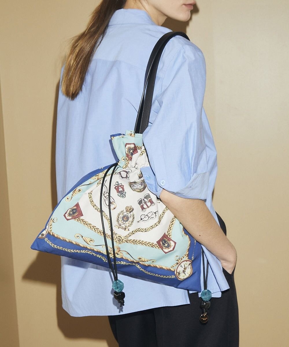 TOPKAPI 【TREASURE TOPKAPI】マイルドサテン スカーフ柄 巾着 トート バッグ 