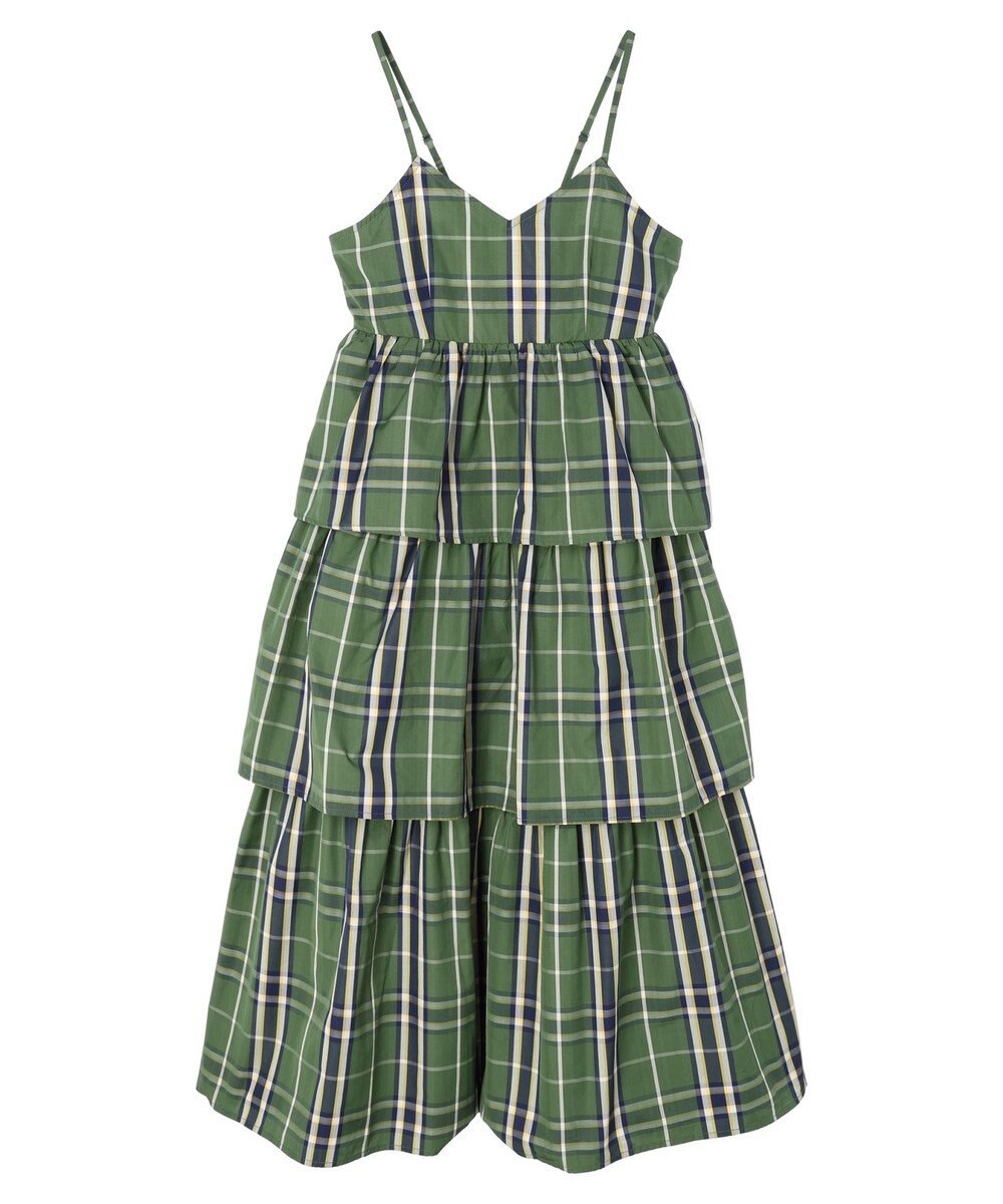 Green Parks ・ＳＵＧＡＲ　ＳＰＯＯＮ　チェックラッフルキャミワンピース 