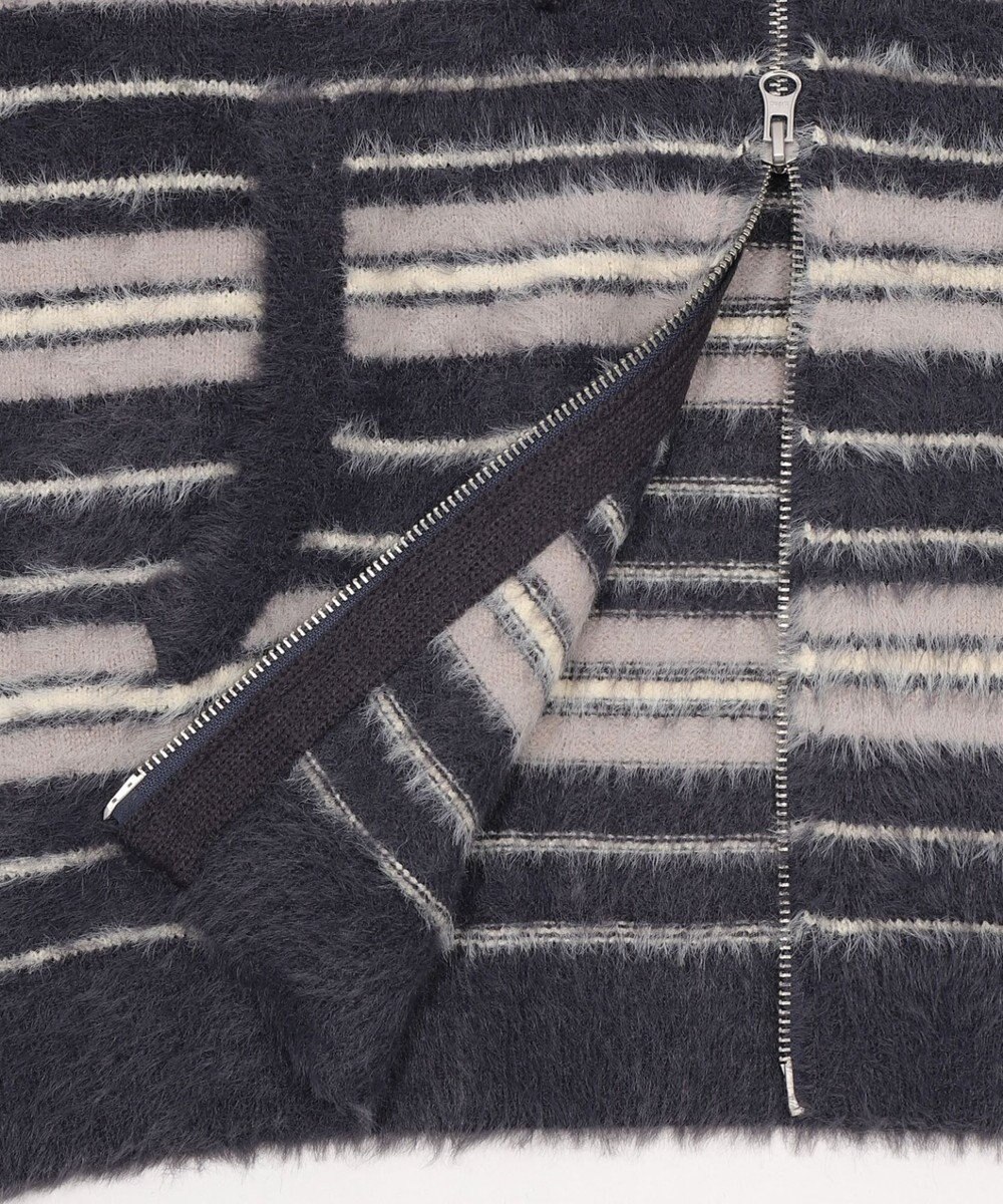 WEGO 【ユニセックス着用ITEM】シャギーボーダーニットパーカー 