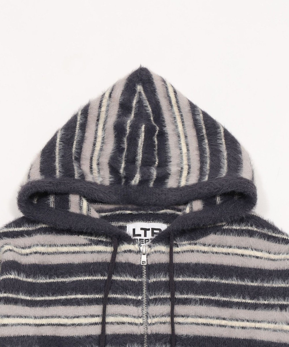 WEGO 【ユニセックス着用ITEM】シャギーボーダーニットパーカー 