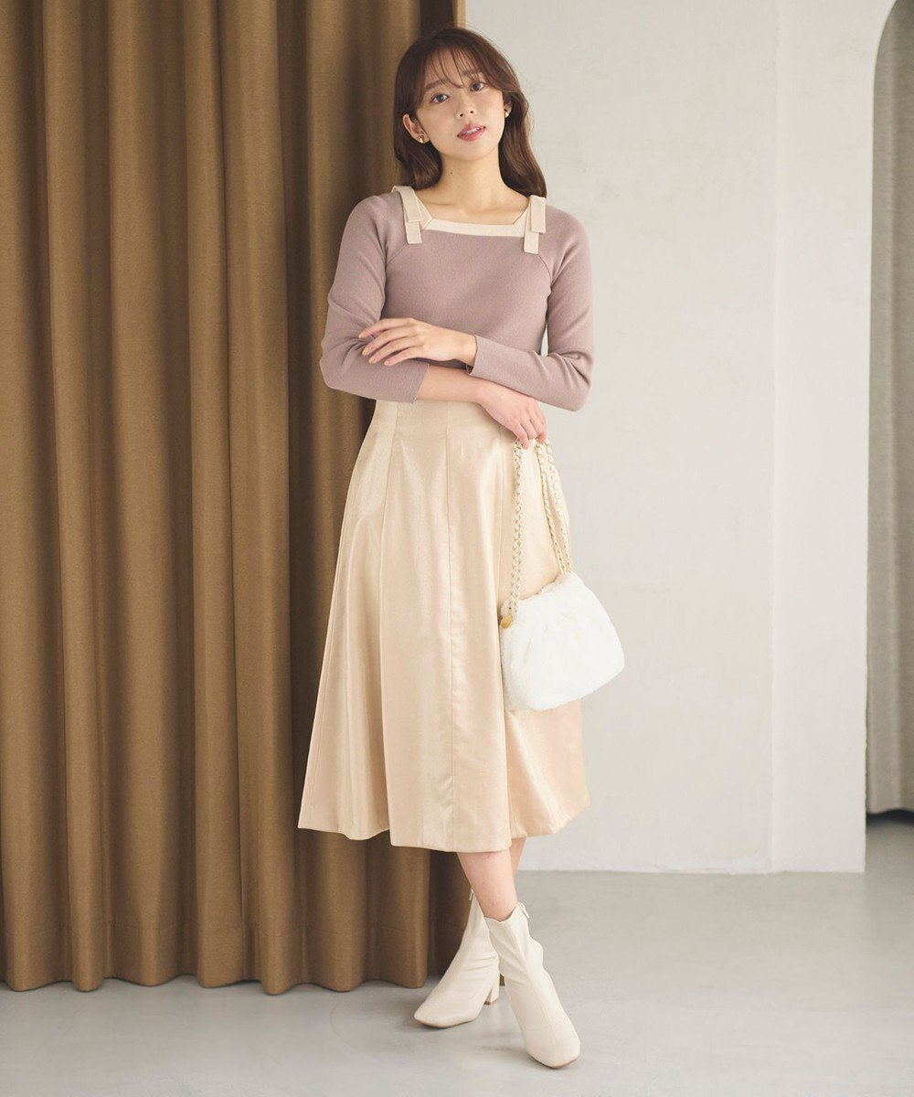 Feroux 【洗える】シャイニーフレアスカート 