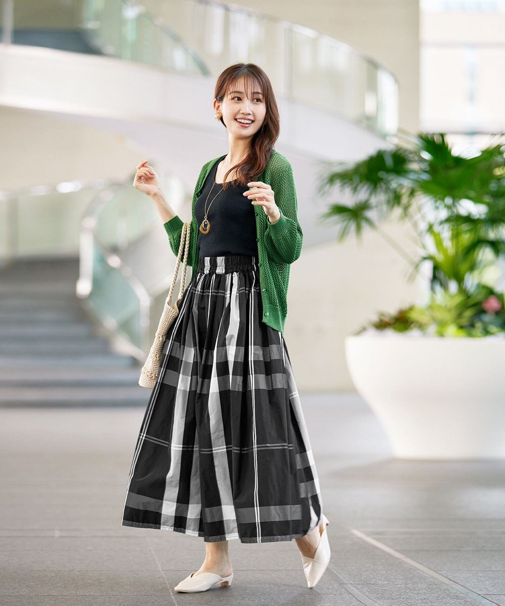 Tiaclasse L 【新色追加・洗える】パフスリーブ透かし編みニットカーディガン 