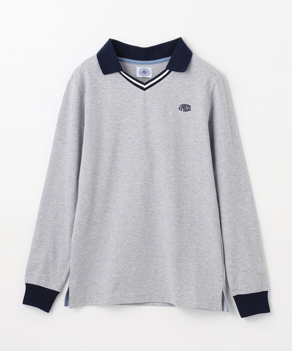 J.PRESS KIDS 【140-170cm】40/2天竺襟付き Vネック ポロシャツ 