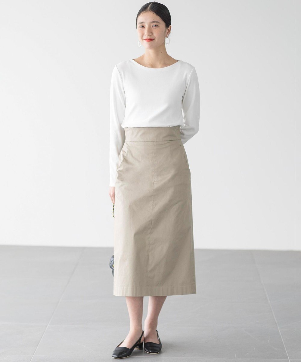 組曲 【WEB限定】サテンストレッチ Iラインスカート 