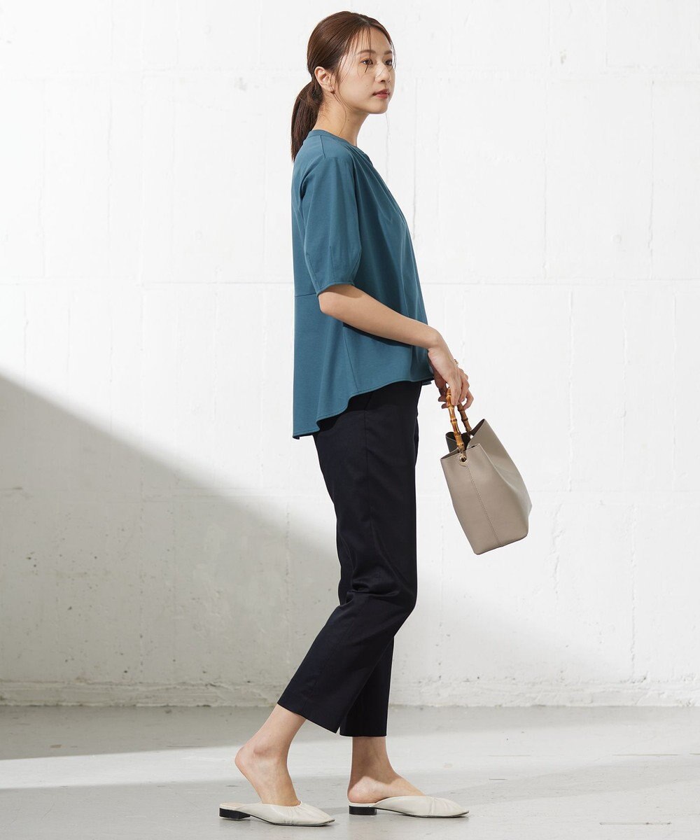 J.PRESS LADIES 【接触冷感】プレーティングジャージー ペプラム カットソー 