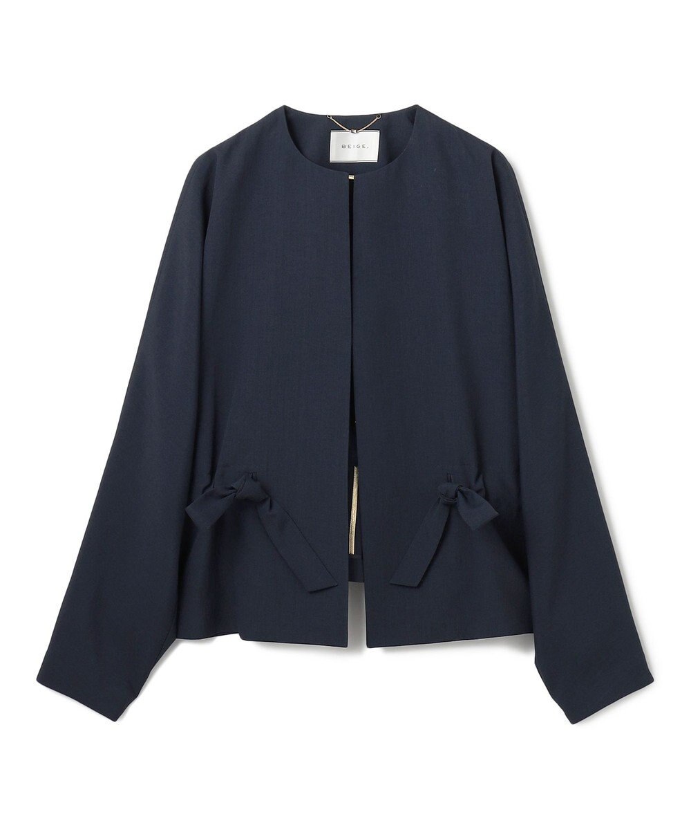 BEIGE， PORDIC / ドロスト付きノーカラージャケット 