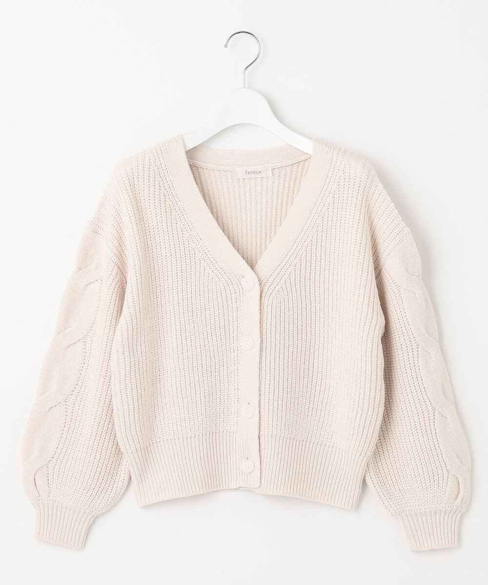 Feroux 【洗える】サイドケーブルバルキー カーディガン 