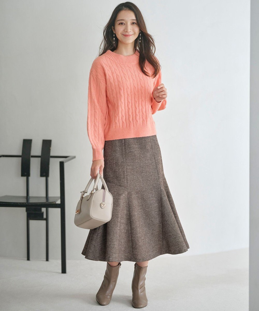 ANY SIS 【洗える】ラメツイードナローフレア スカート 