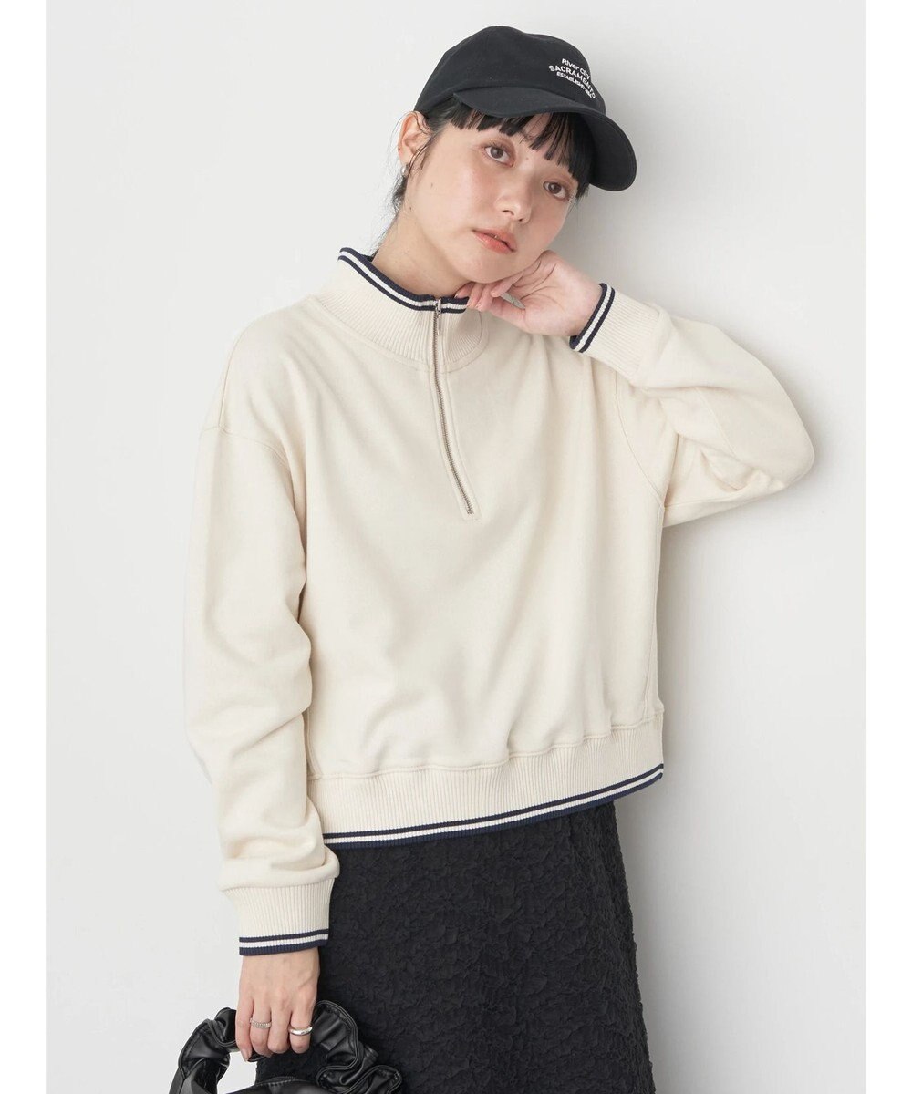 earth music&ecology ハーフＺＩＰラインプルオーバー 