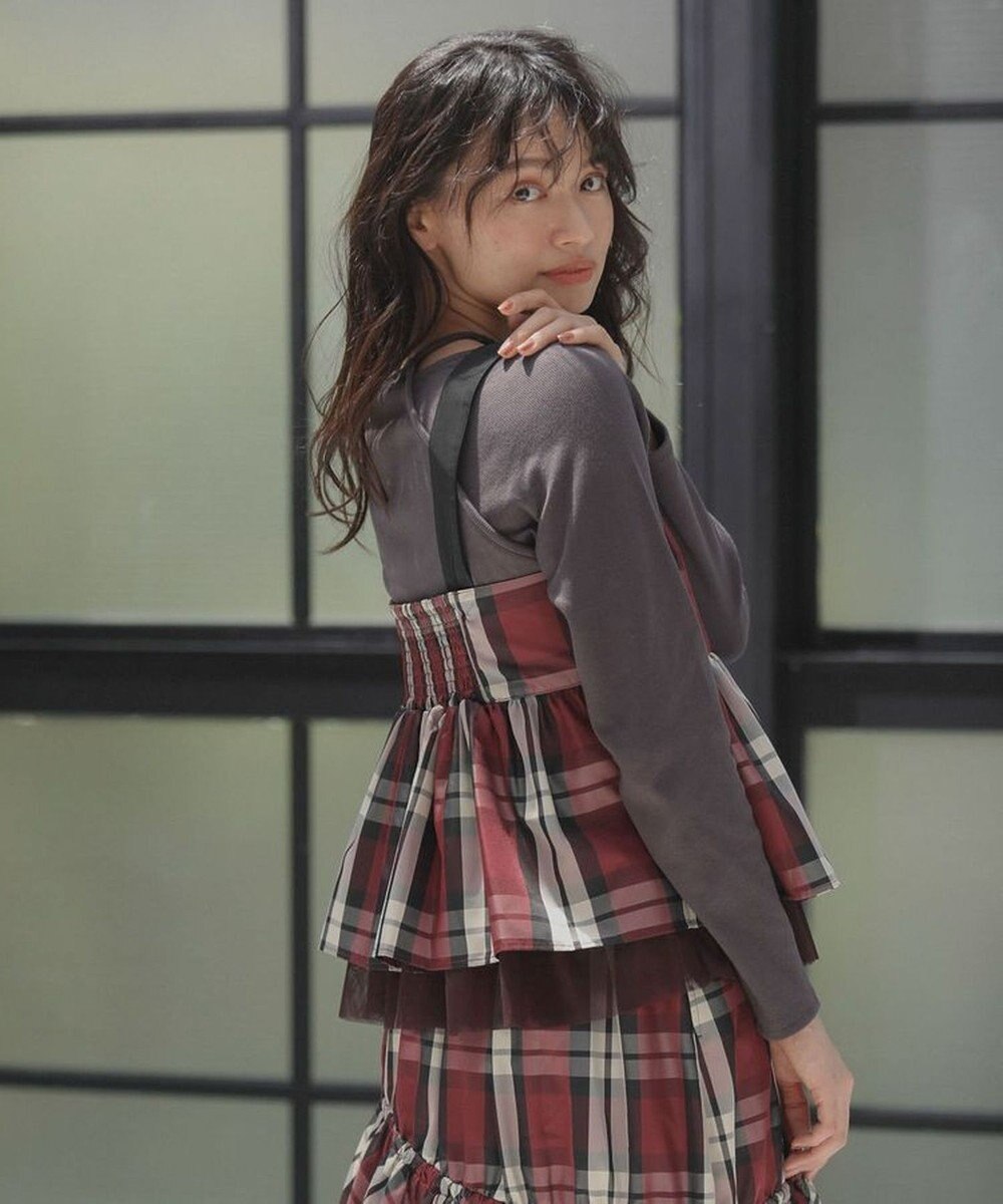 Green Parks ・ＳＵＧＡＲ　ＳＰＯＯＮ　チェックペプラムビスチェ 