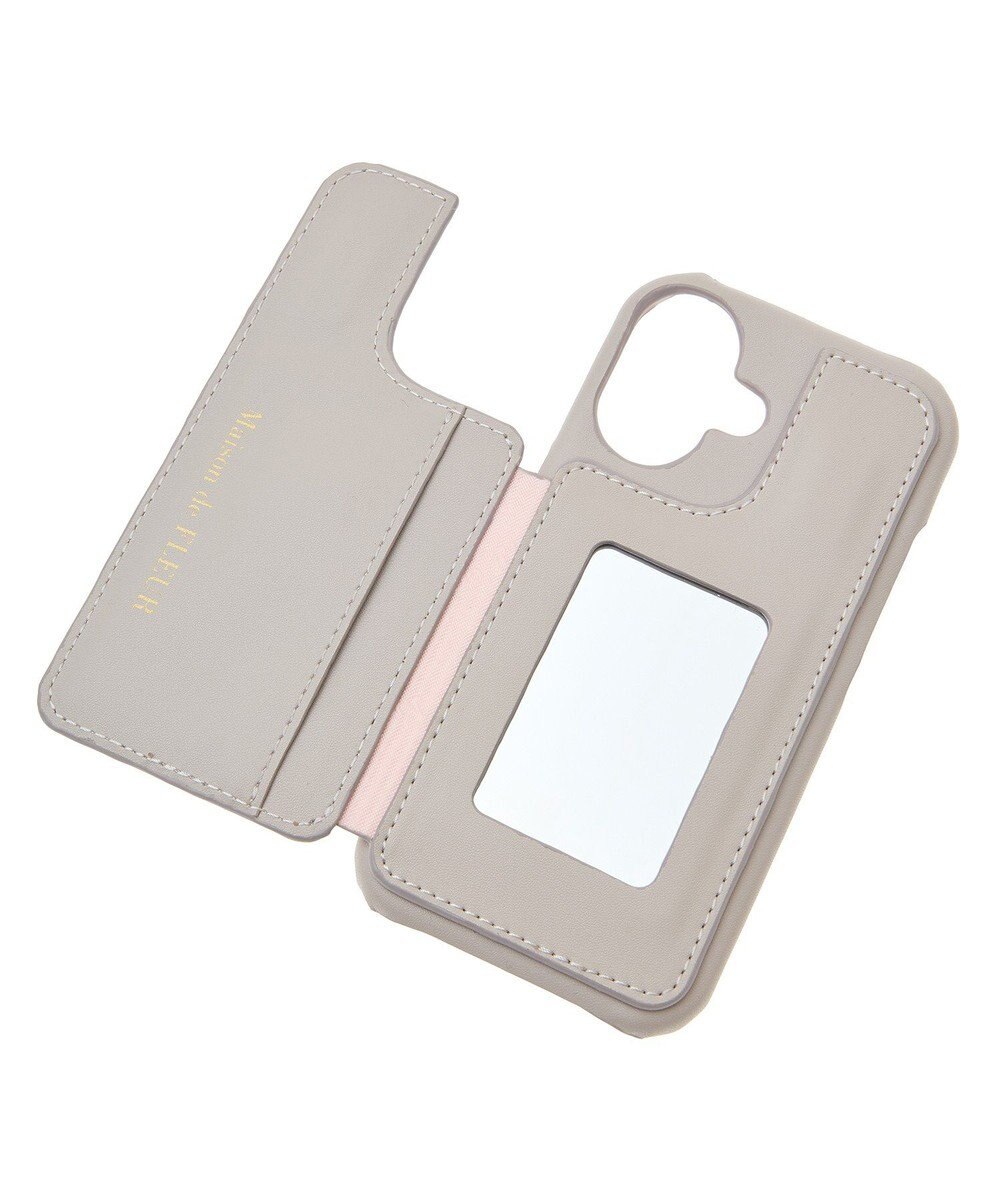 Maison de FLEUR カードポケットミラー付きアイフォン16ケース 