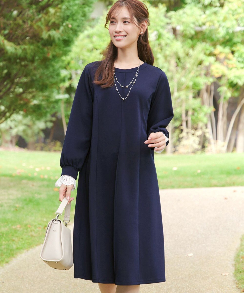 Tiaclasse コットンレースドッキングカットソーワンピース 