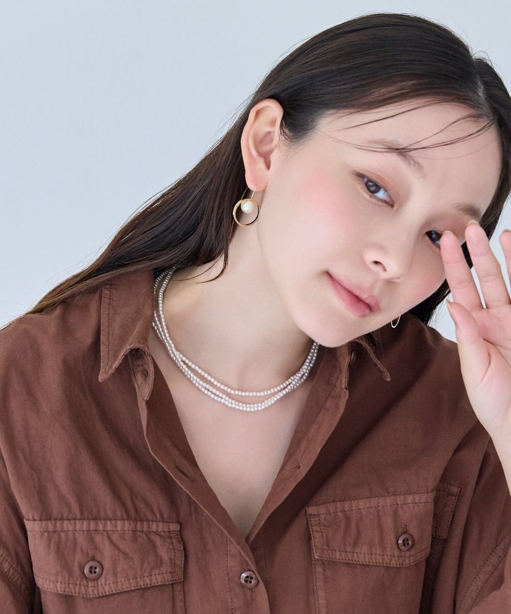 Phoebe <オンワード限定セット>3連ビーズパールネックレス×バランスバロックパールフープイヤリング 