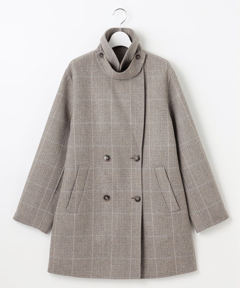 自由区 L 【17号サイズまで展開・カタログ掲載】ウールリバーチェック柄ダブルブレスト コート 