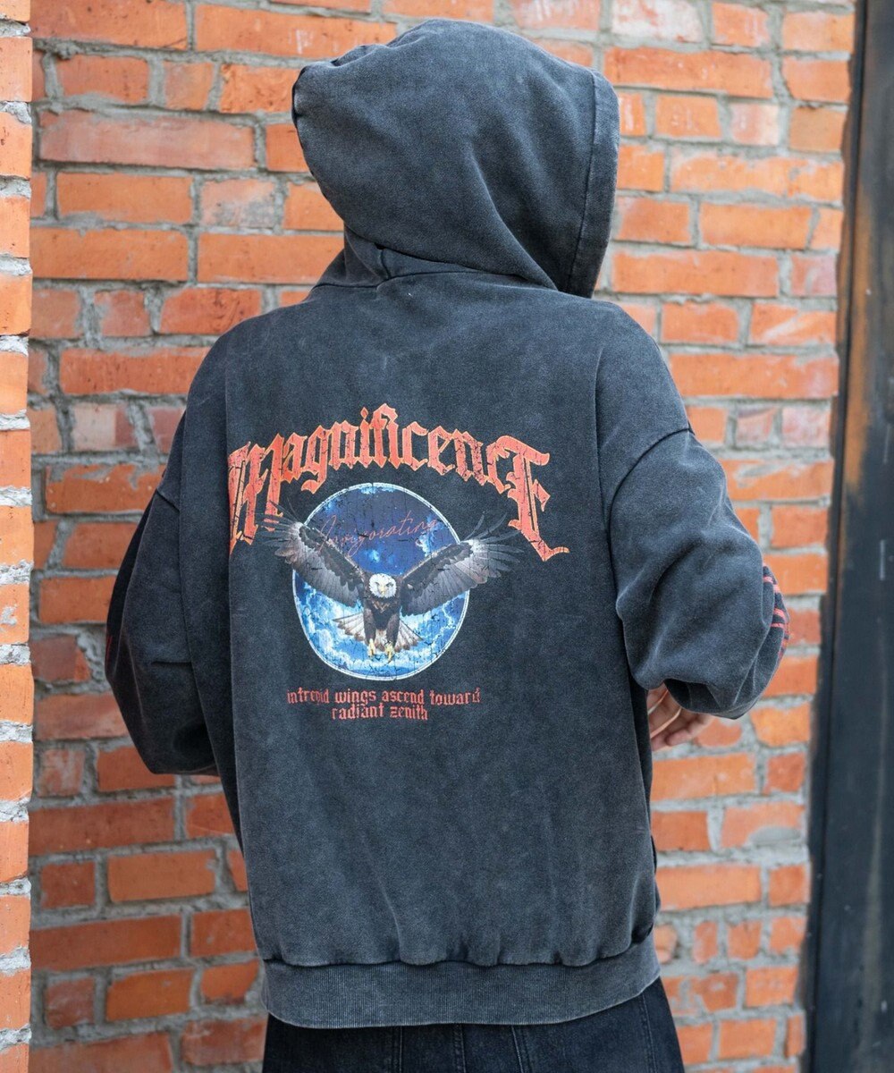 WEGO 【ユニセックス着用ITEM/MLサイズ展開】パウダーブリーチグラフィックZIPパーカー 