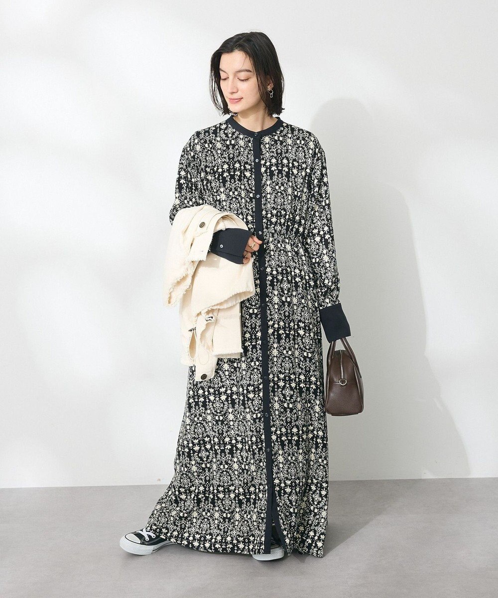 CRAFT STANDARD BOUTIQUE 総柄バイカラーワンピース 