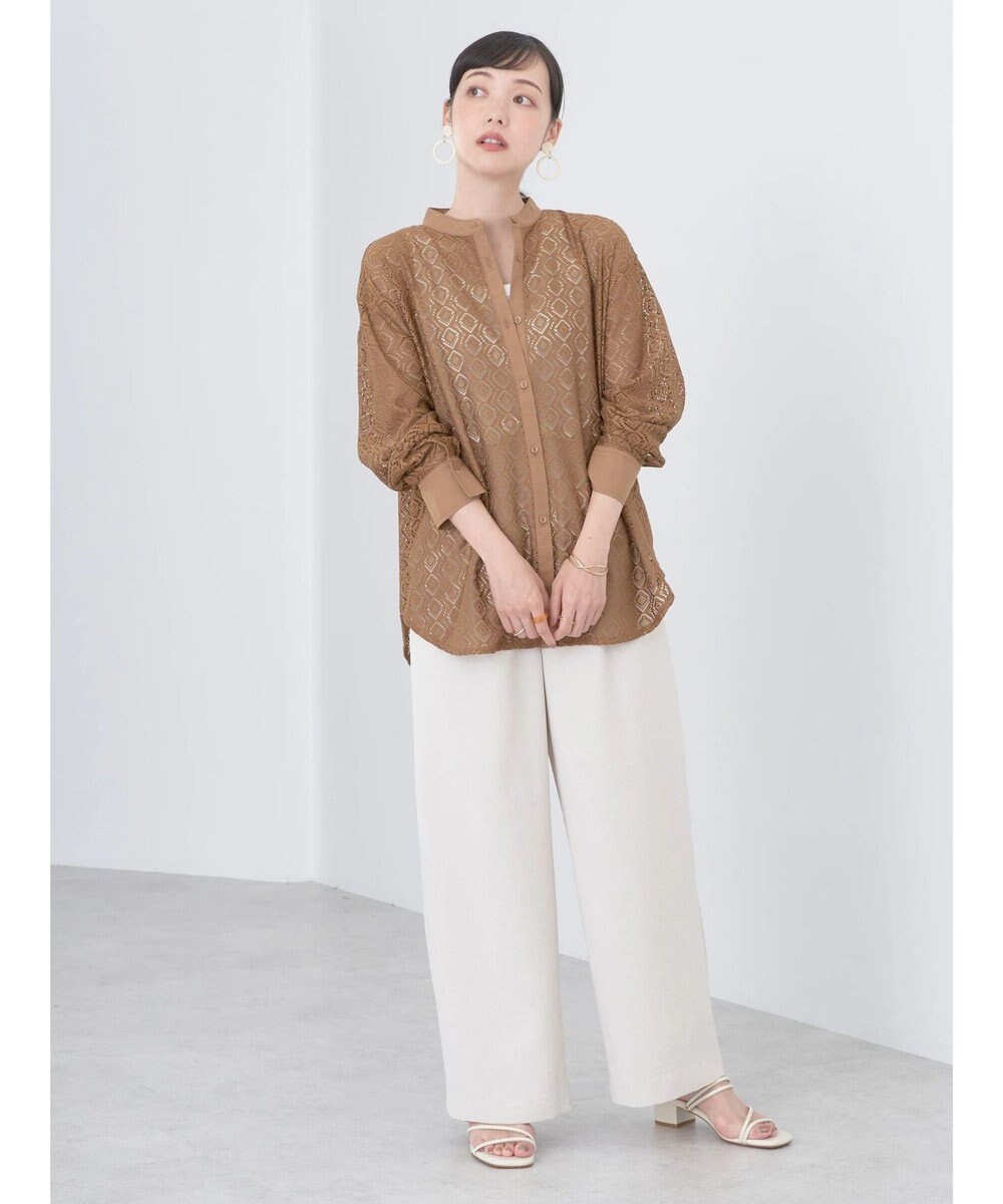 earth music&ecology レースバンドカラーシャツ 