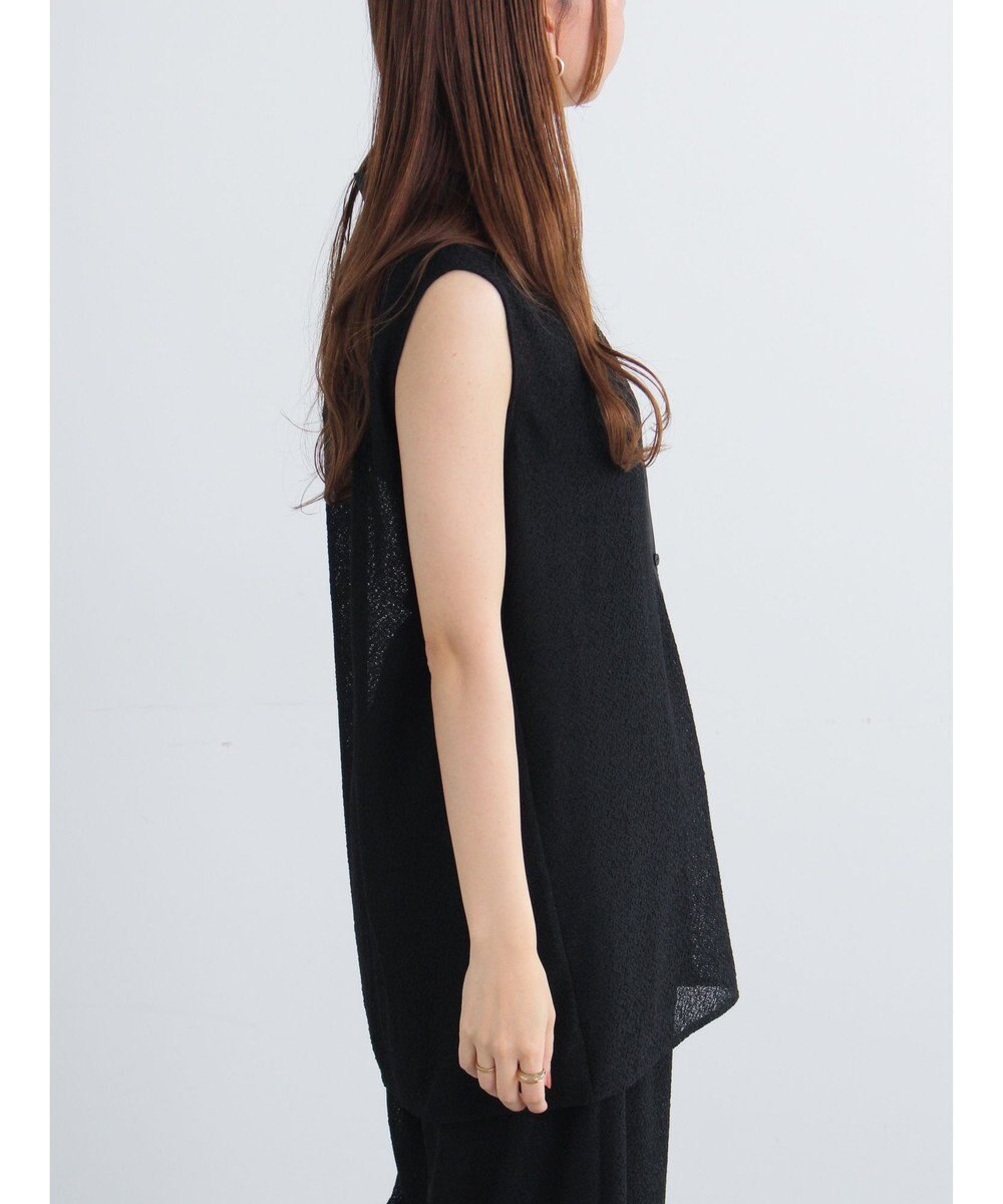 Te chichi クレープメッシュノースリーブシャツ（セットアップ可） 