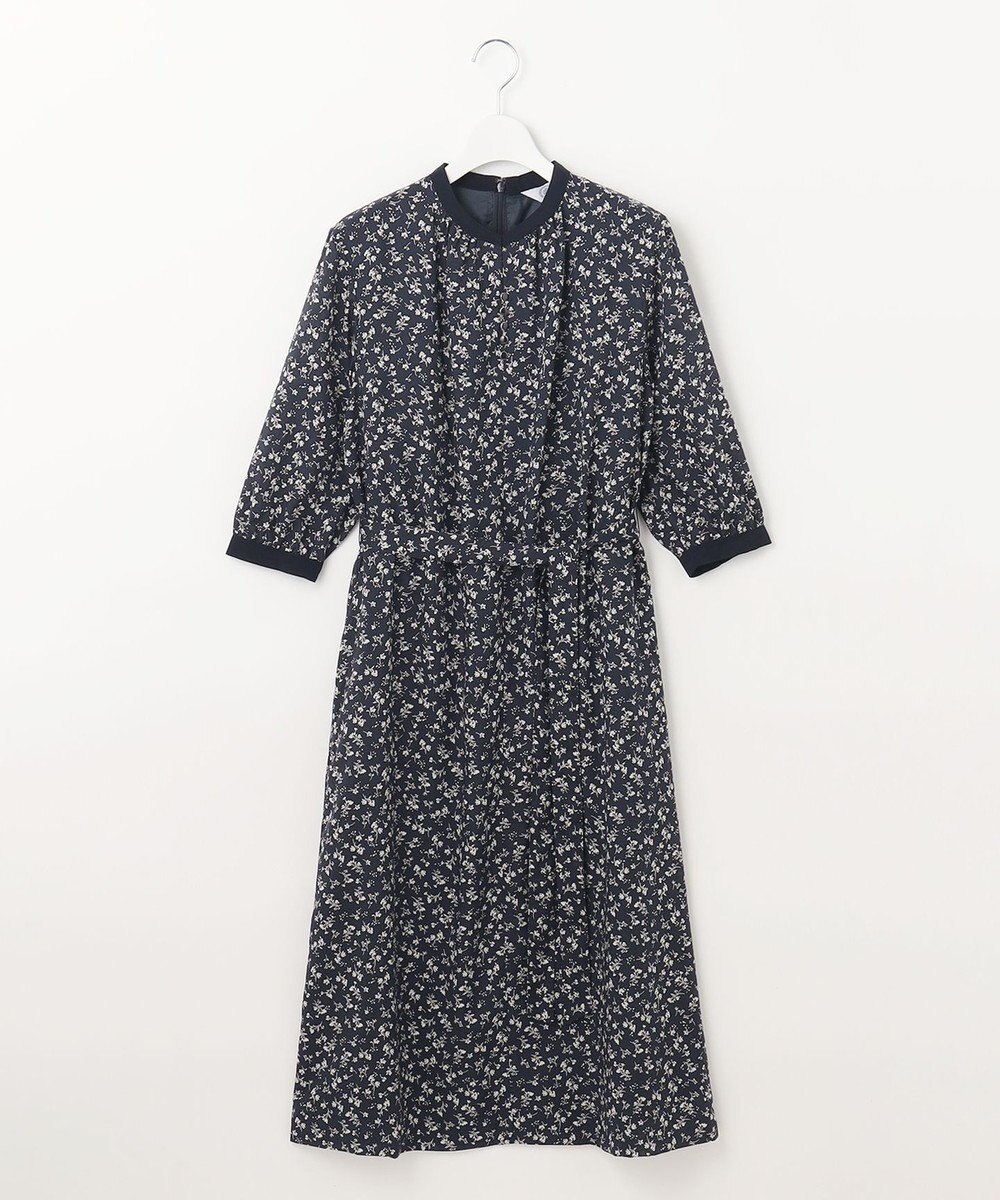 J.PRESS LADIES S 【洗える】 スパンローンフラワー バンドカラー ワンピース 