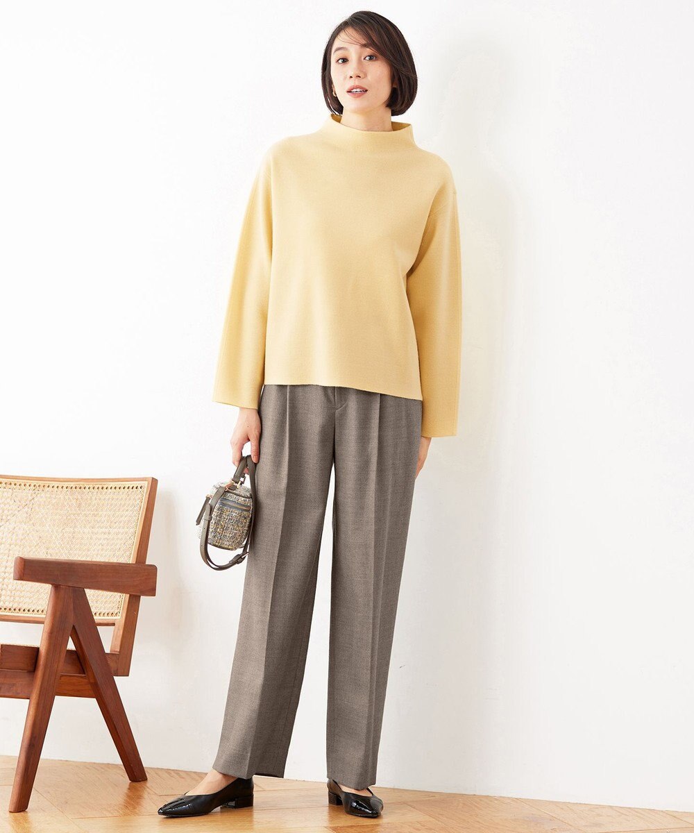 自由区 【セットアップ対応・洗える】ウールミラノボトルネック ニット 