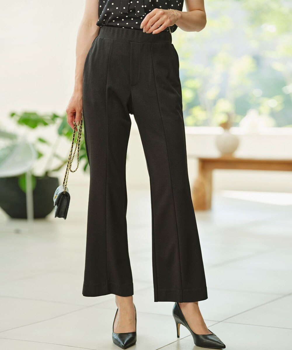 組曲 S スタイルアップジャージー フレアパンツ 