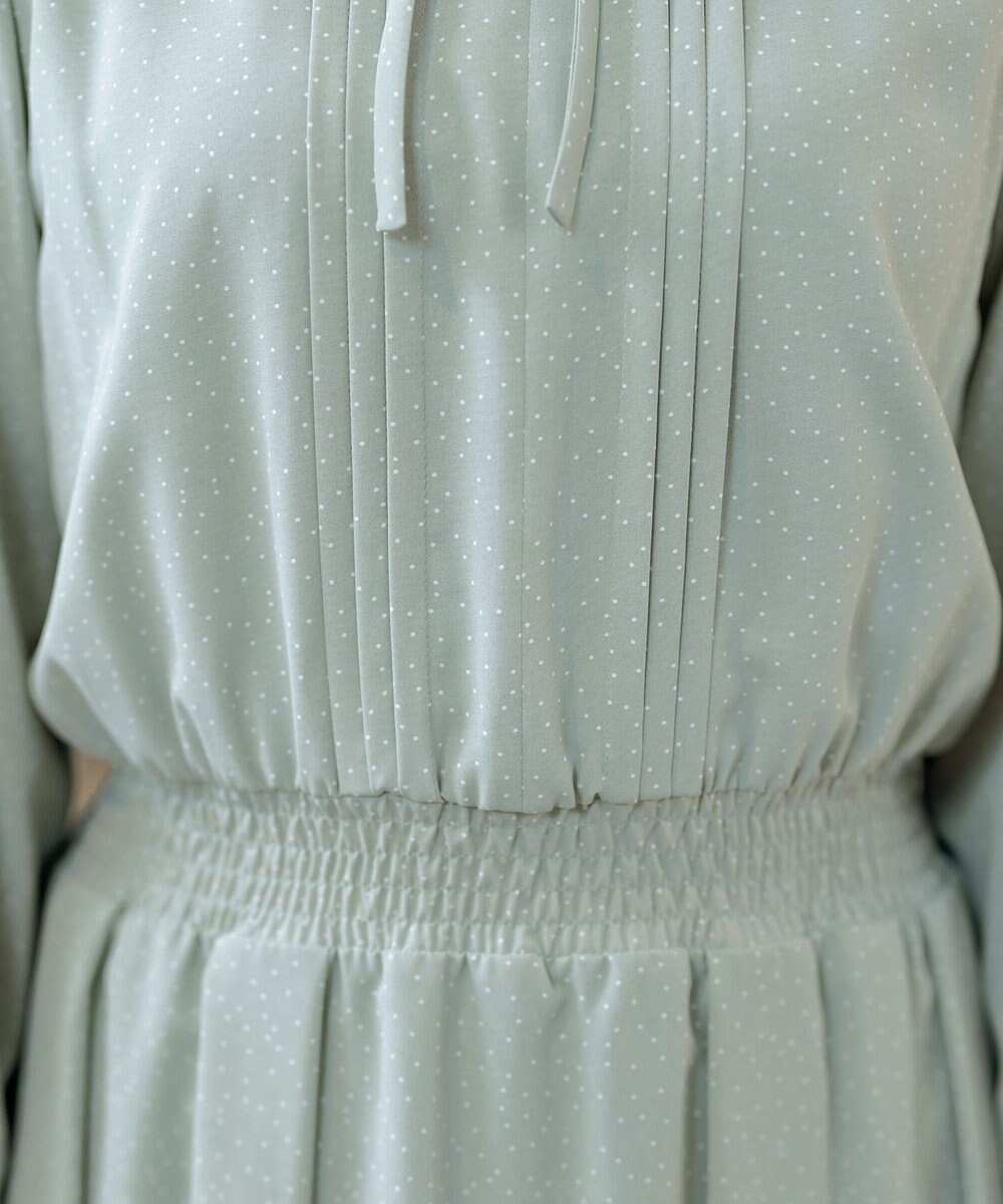 Tiaclasse L 【洗える】細リボンギャザーワンピース 