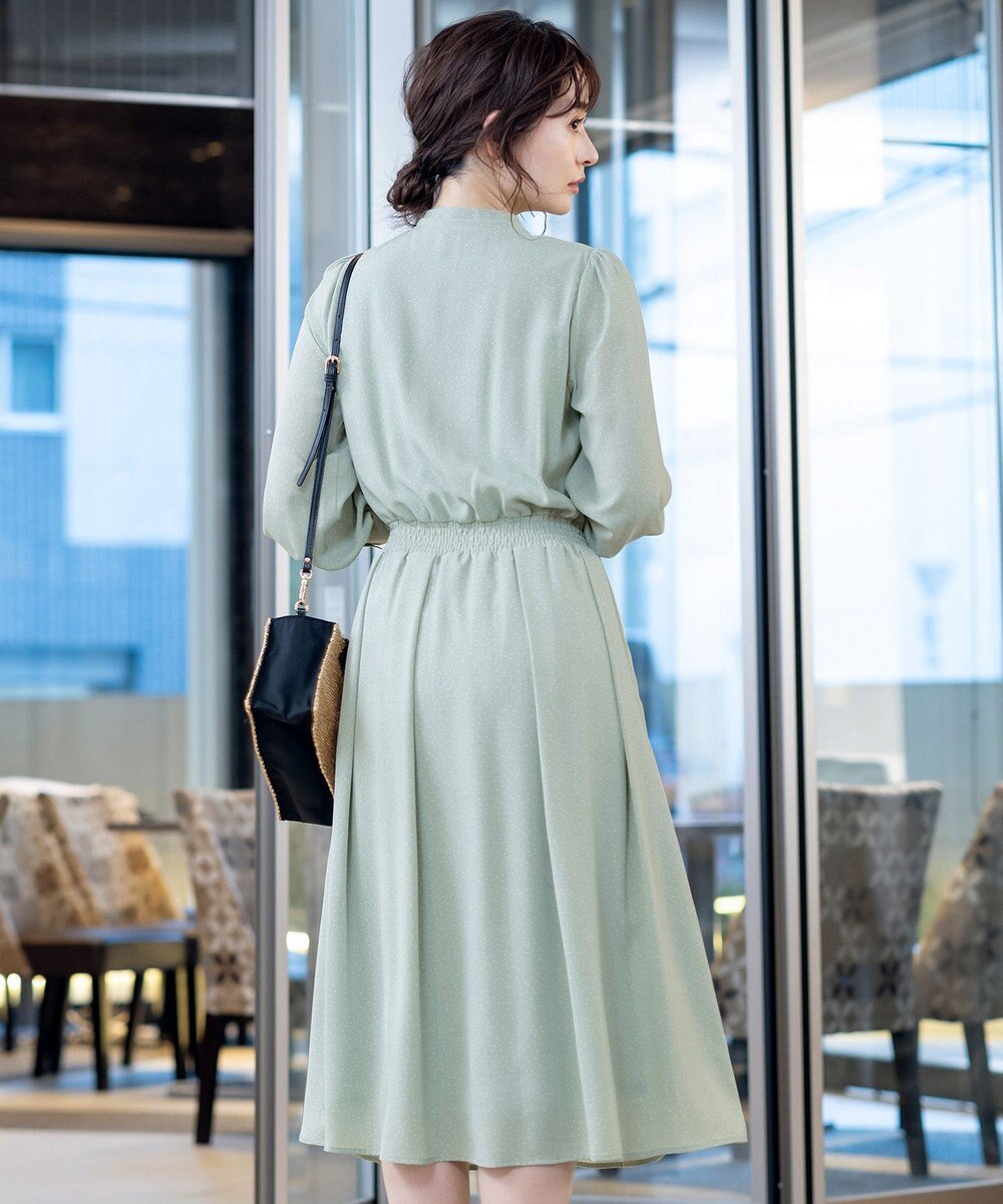Tiaclasse L 【洗える】細リボンギャザーワンピース 