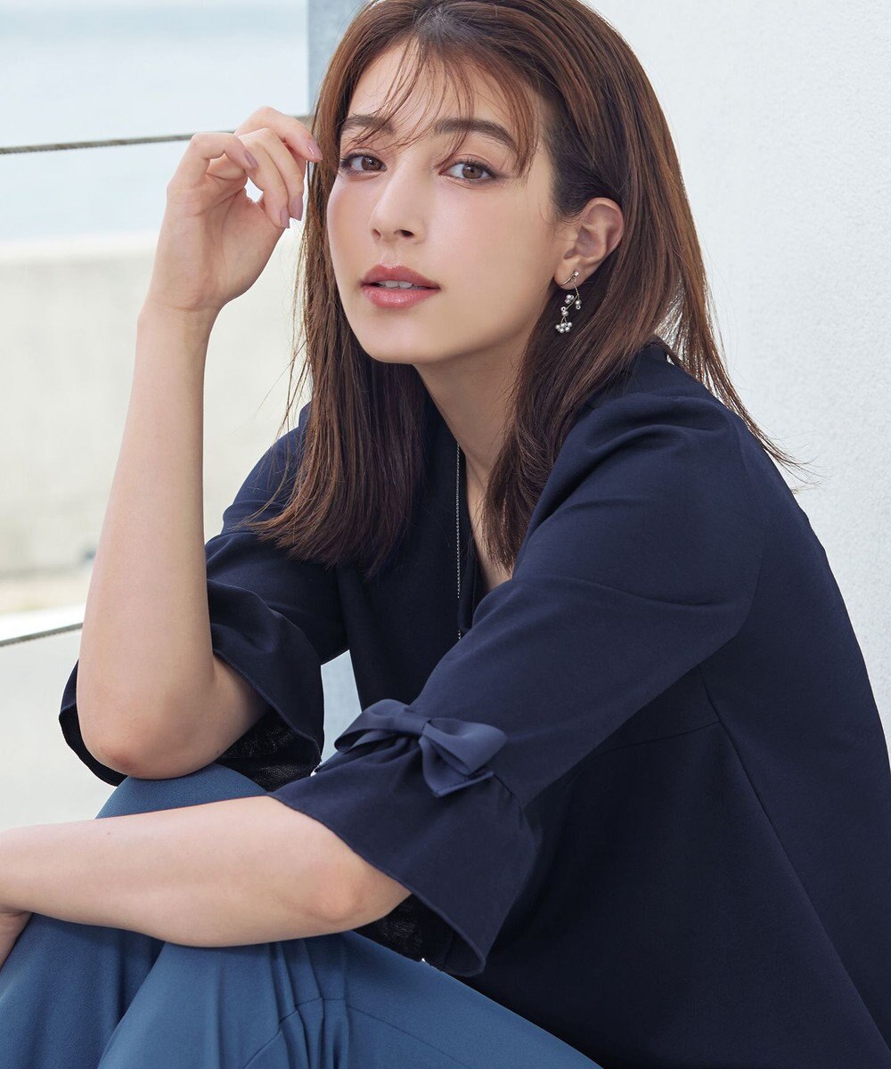 Tiaclasse 【洗える】グログランリボン付きフリル袖チュニック 