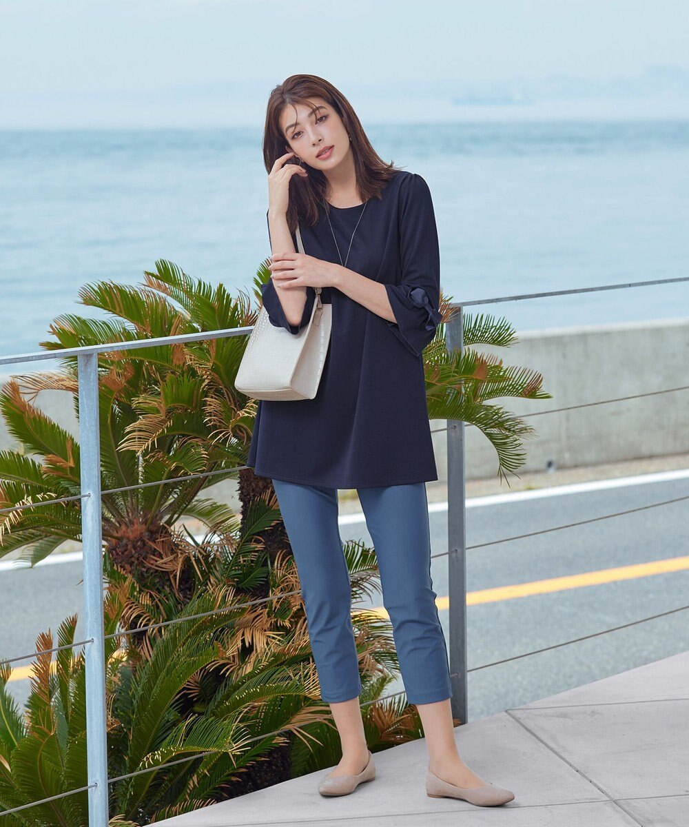 Tiaclasse 【洗える】グログランリボン付きフリル袖チュニック 