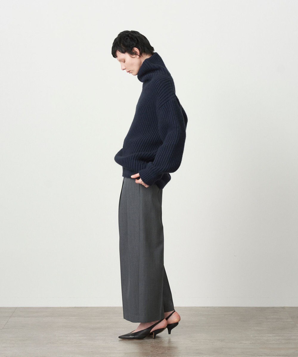 ATON WOOL GABARDINE | ワイドツータックパンツ 