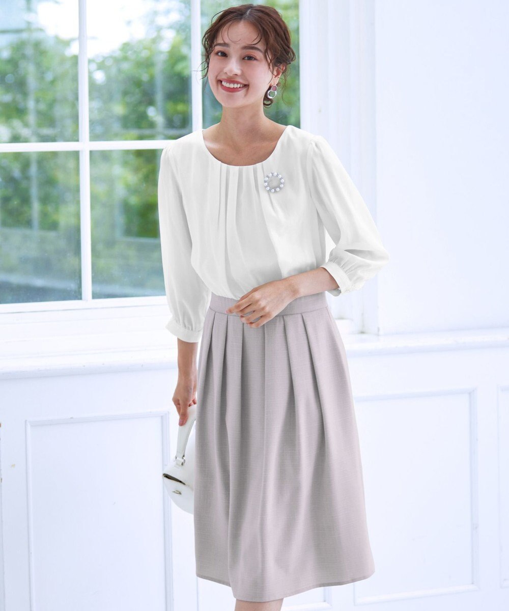 Tiaclasse L 【洗える】ブラウスドッキングツイードワンピース 