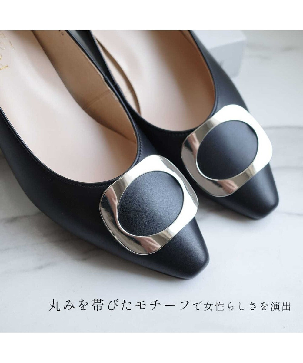 Pointer 【5cmヒール】日本製 高級本革モチーフ付きパンプス 