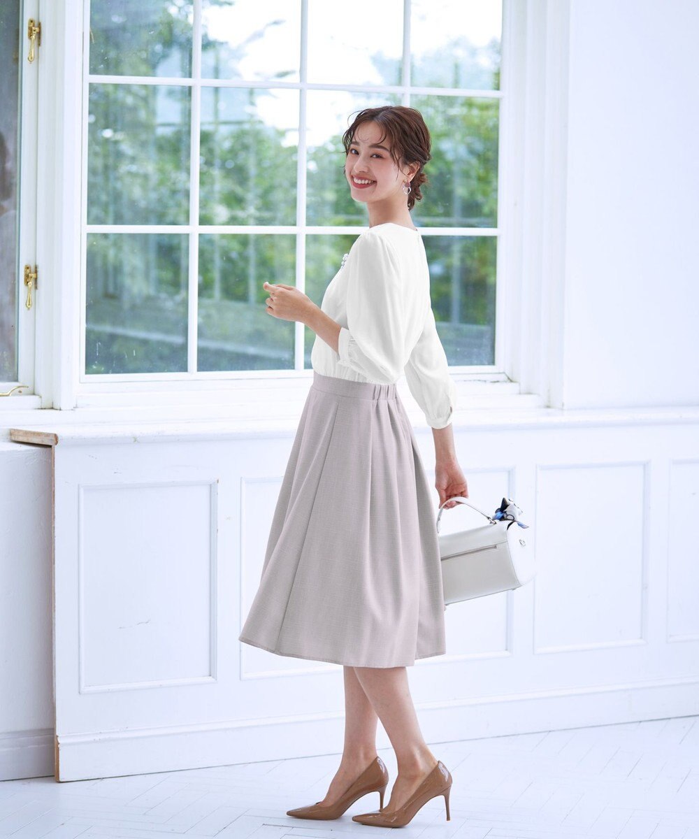 Tiaclasse 【洗える】ブラウスドッキングツイードワンピース 