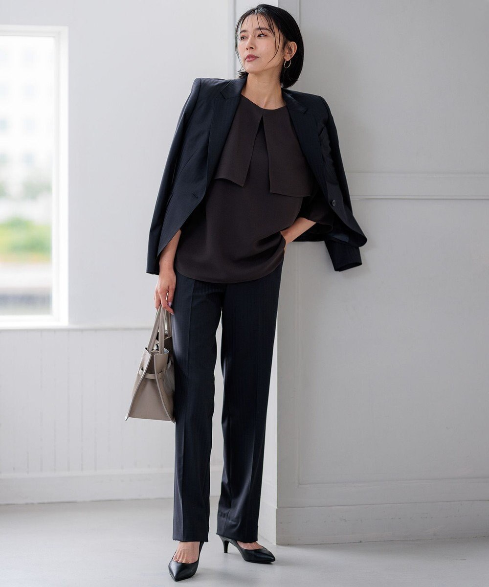 23区 L 【洗える】ストレッチジョーゼット ケープデザイン カットソー 