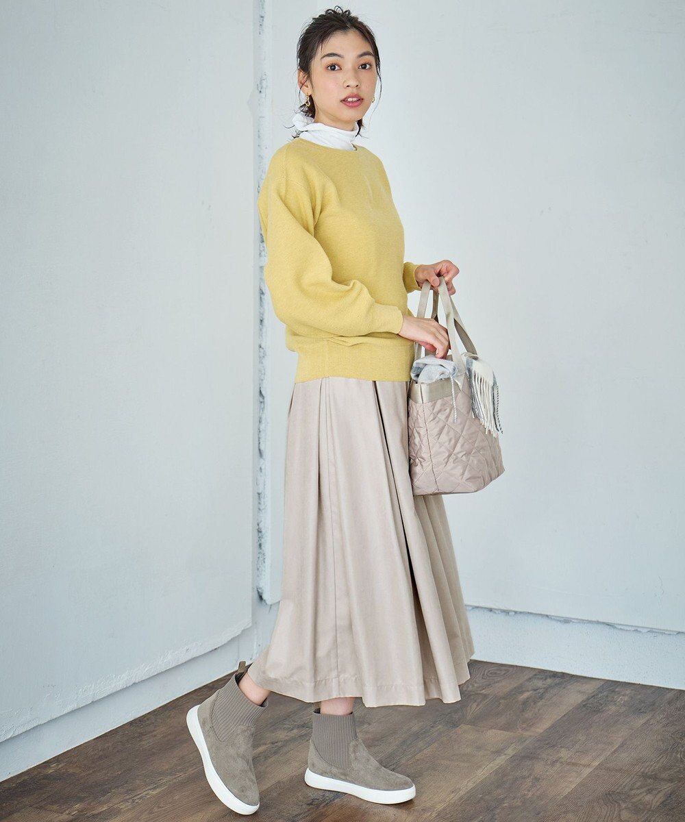 ANY L 【ウエストゴム】ベロアタッチタックスカート 