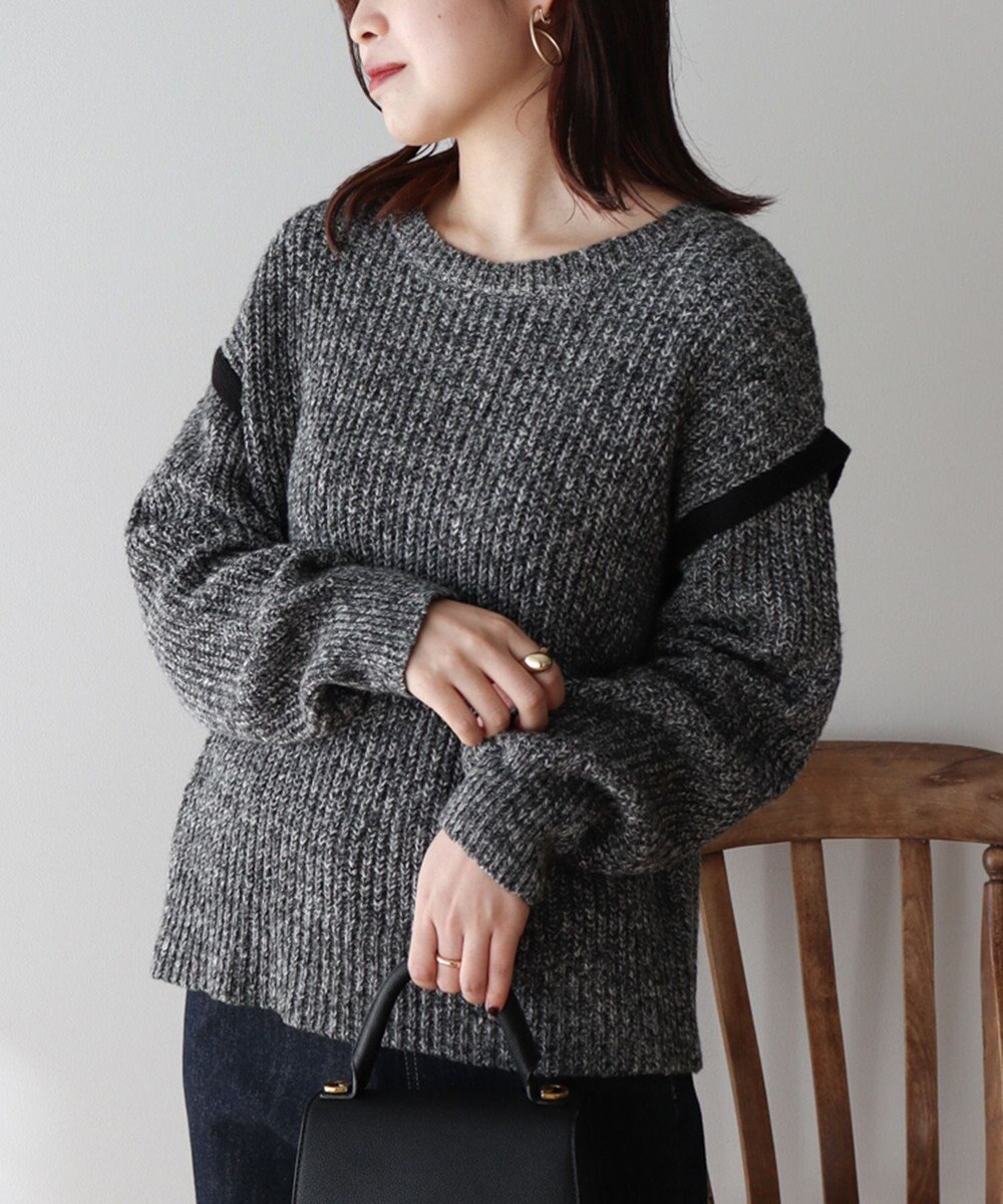 Green Parks Ｍｉｘ配色畦ニットプルオーバー 