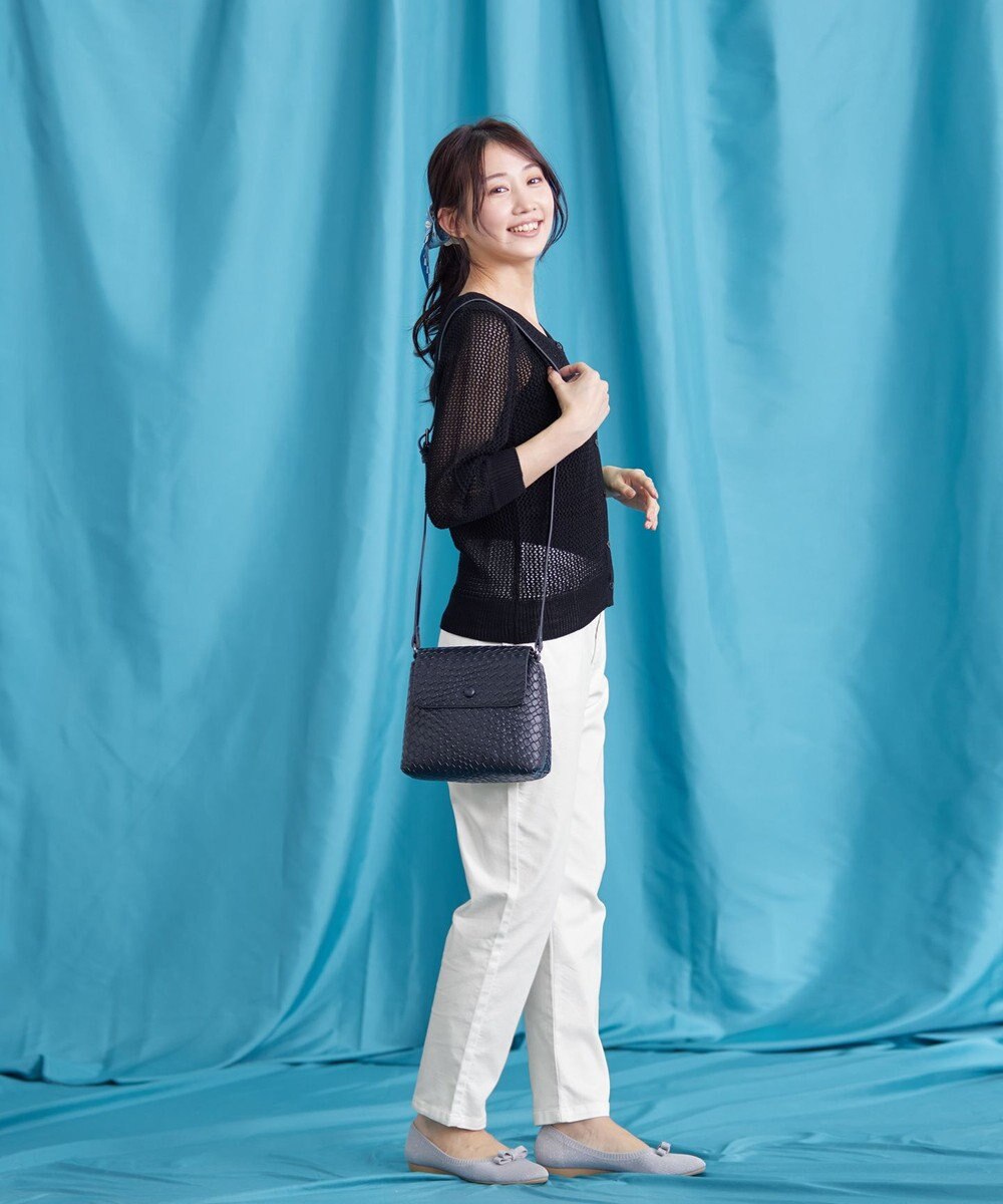 Tiaclasse L 【新色追加・洗える】パフスリーブ透かし編みニットカーディガン 