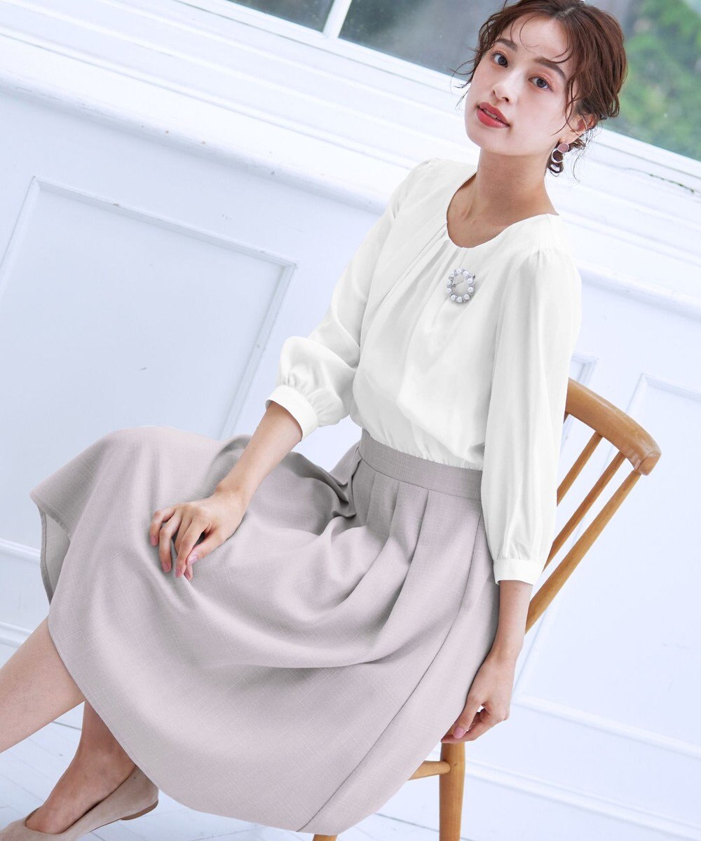 Tiaclasse 【洗える】ブラウスドッキングツイードワンピース 