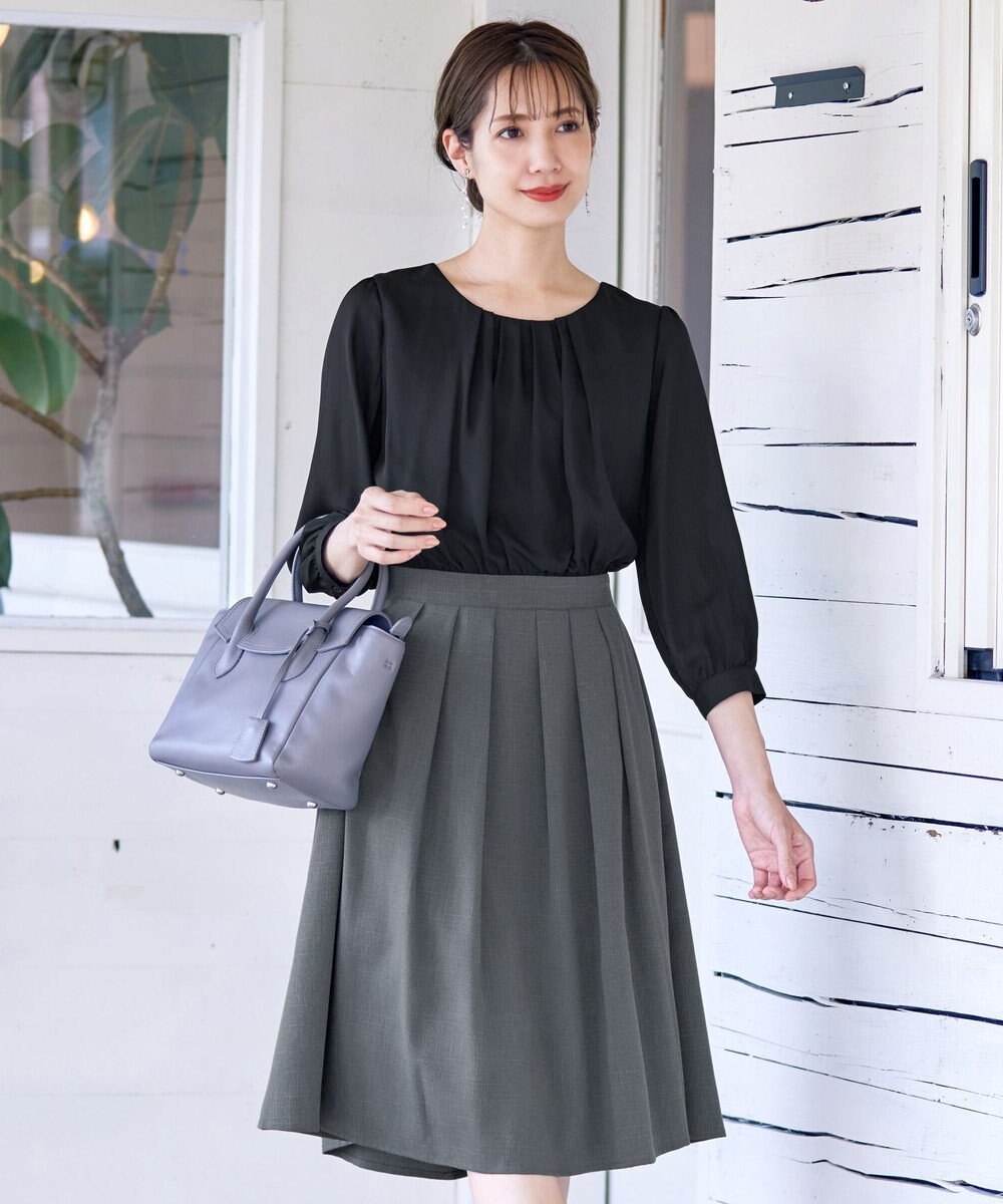 Tiaclasse 【洗える】ブラウスドッキングツイードワンピース 