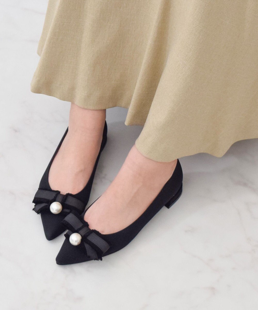 Bridget Birkin 【Bridget Birkin】パールリボンポインテッドパンプス 