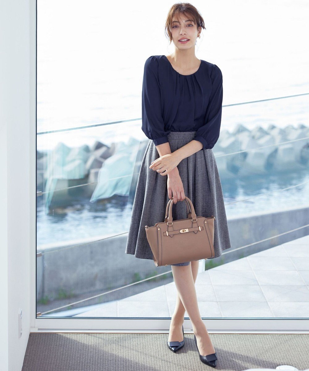 Tiaclasse 【洗える】ブラウスドッキングツイードワンピース 