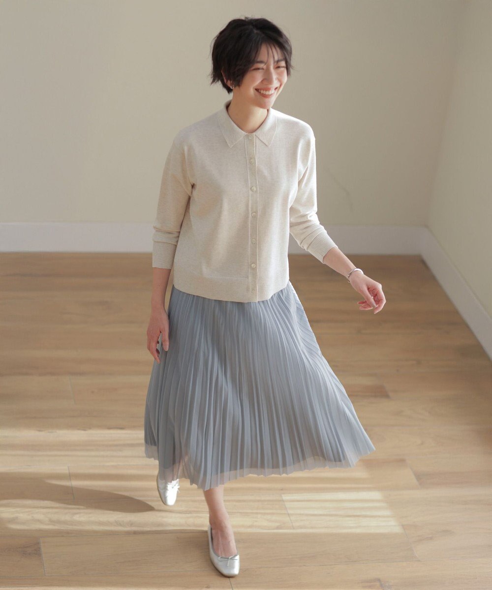J.PRESS LADIES L 【洗える】オーガンジートリコット プリーツ スカート 