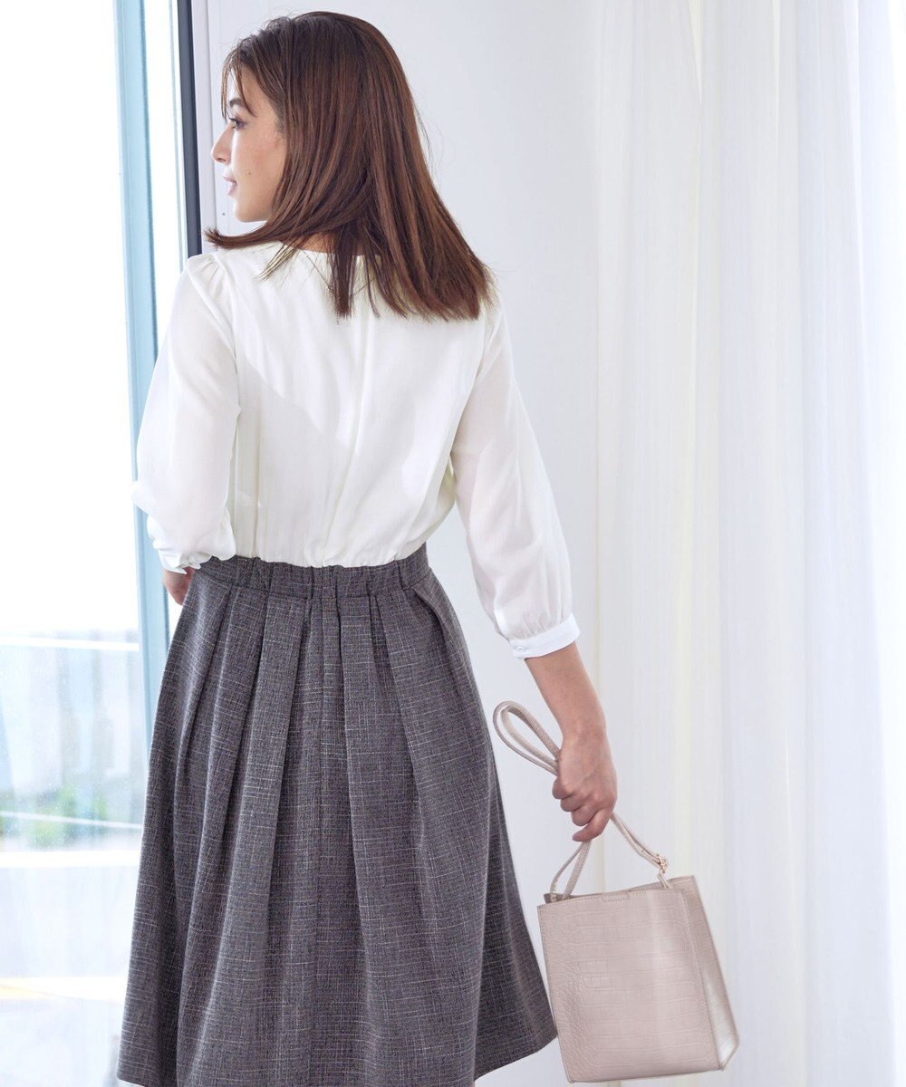 Tiaclasse 【洗える】ブラウスドッキングツイードワンピース 