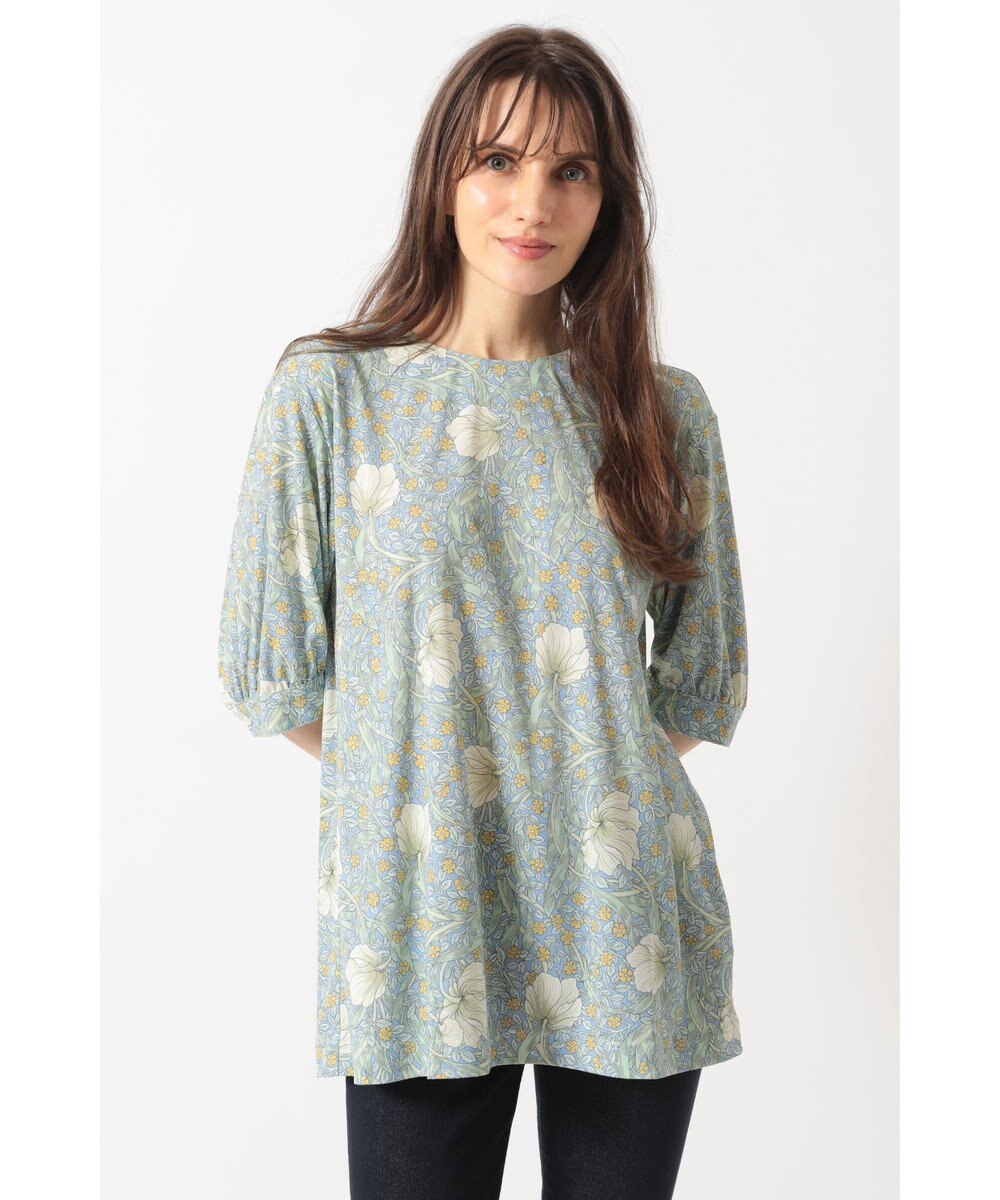 DAKS ボタニカルプリント七分袖プルオーバー 