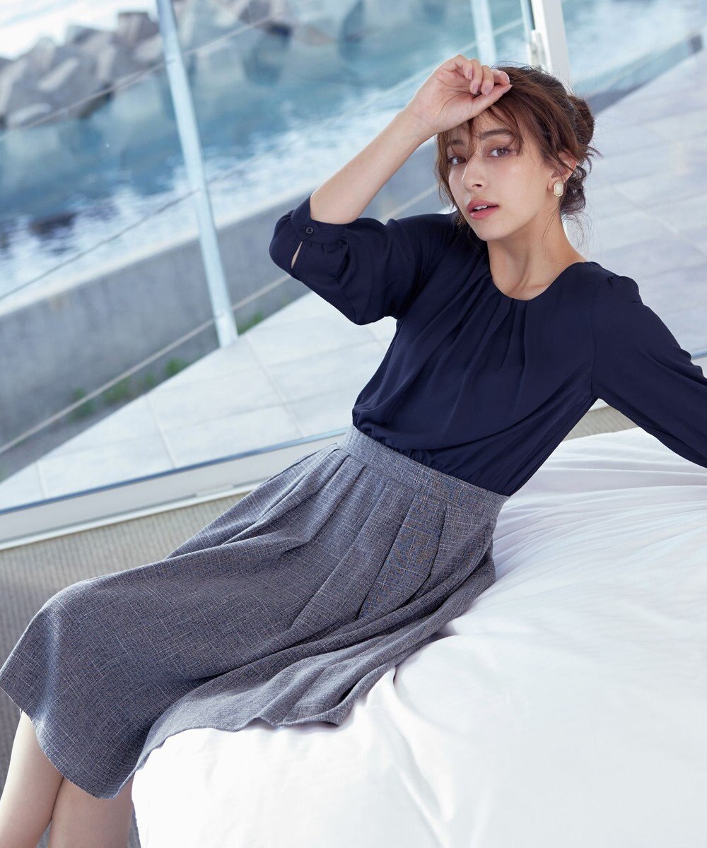 Tiaclasse 【洗える】ブラウスドッキングツイードワンピース 