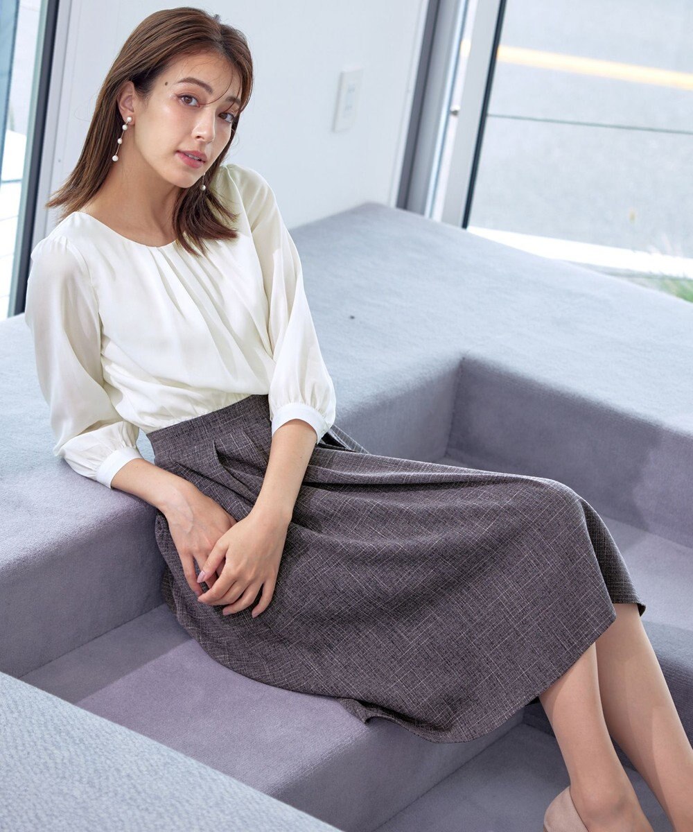 Tiaclasse 【洗える】ブラウスドッキングツイードワンピース 