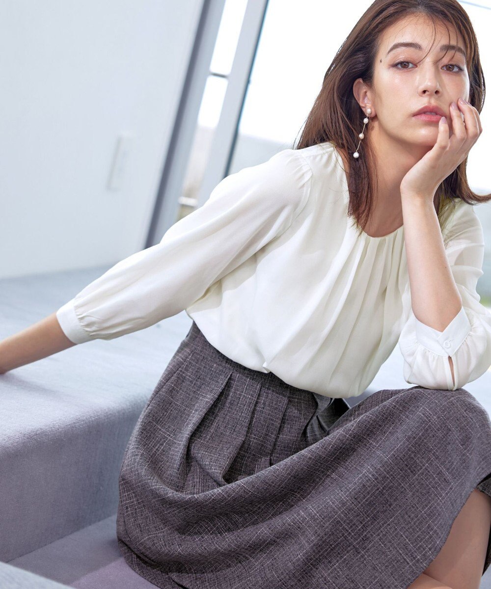 Tiaclasse 【洗える】ブラウスドッキングツイードワンピース 