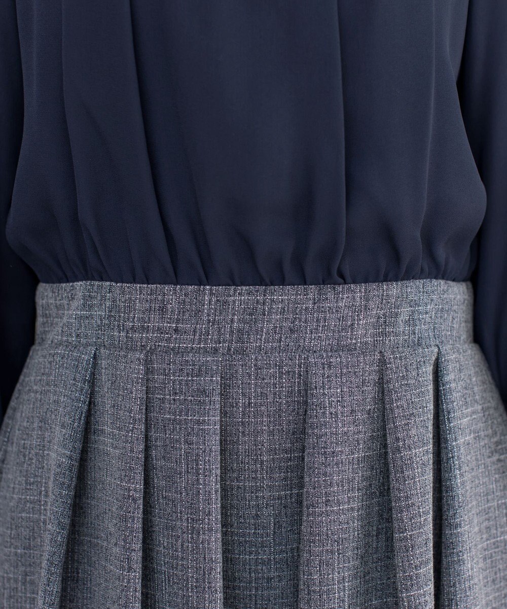 Tiaclasse 【洗える】ブラウスドッキングツイードワンピース 