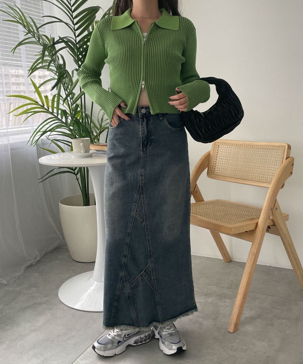 WEGO Wジップコンパクトニットカーデ 